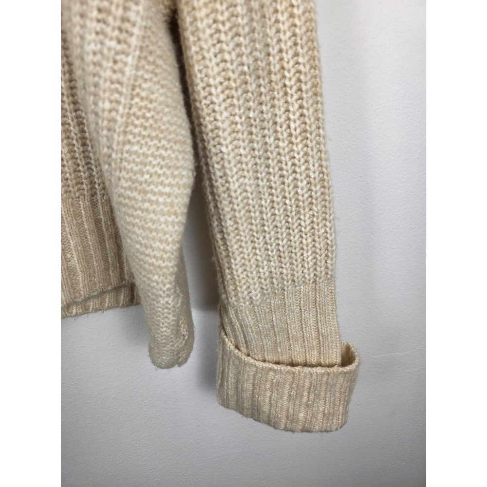 Varley Amelia Womens Half Zip Ribbed Sweater Cream Gold Zipper Wool Blend Medium - Picture 4 of 7